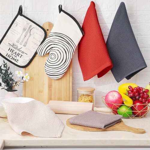 Homaxy Kitchen Dish Cloths - Ultra Soft 100% Cotton Waffle Weave, Quick Drying, 12x12 Inches, 8-Pack, Multicolor