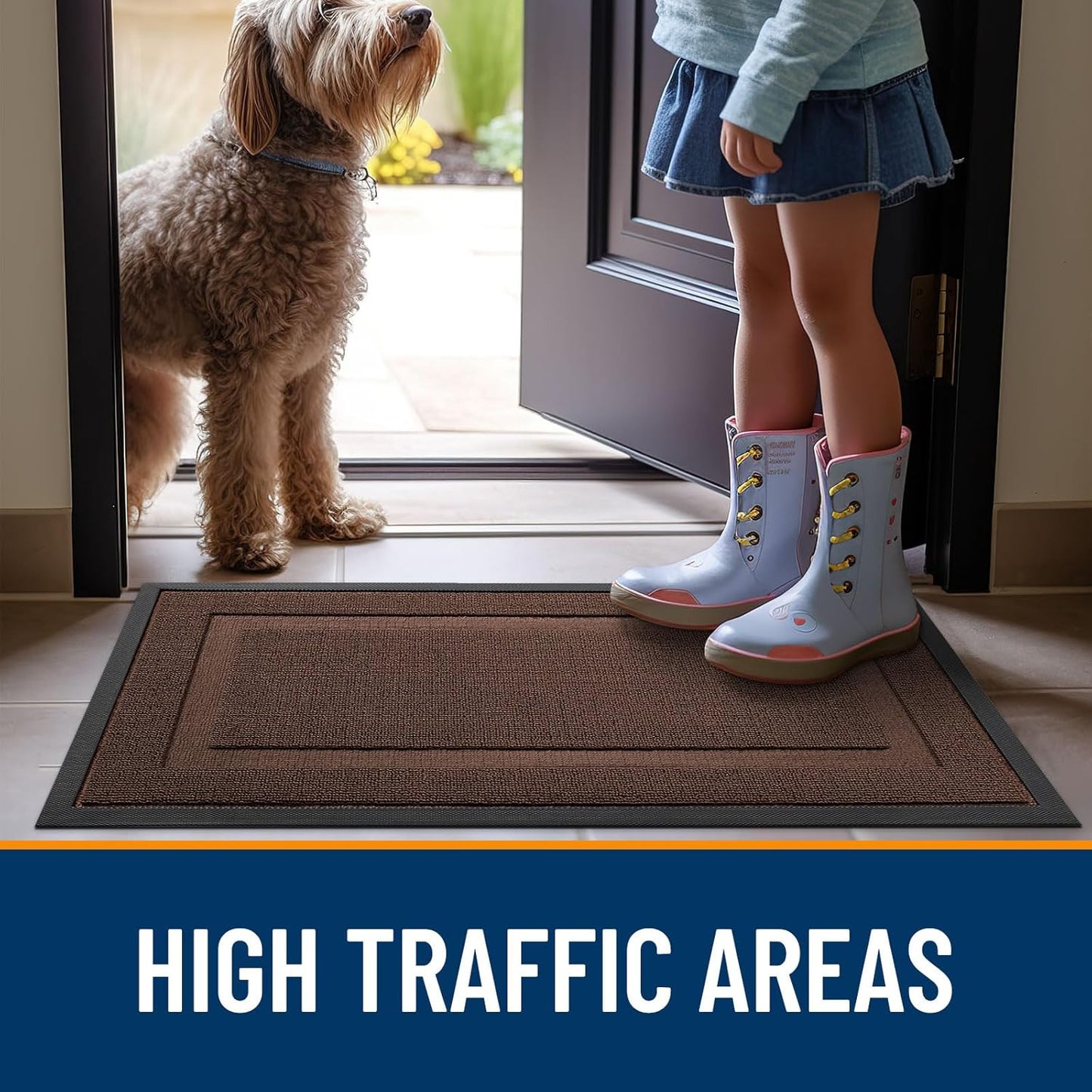 OLANLY Indoor Outdoor Doormat - Waterproof All-Season Entry Mat, Sturdy Rubber, 47x32, Chocolate Brown
