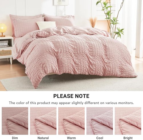 HYMOKEGE Rose Gold Queen Comforter Set - 7-Piece Luxury Bedding Set with Sheets, Pillowcases & Shams