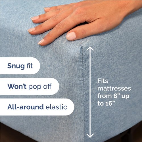 Full Size 4 Piece Sheet Set - Comfy Breathable & Cooling Bed Sheets Set - Hotel Luxury Bedding for Women, Men, Kids, Teens, Boys & Girls - Deep Pockets, Soft & Wrinkle Free - Blue (Heathered Sheets)
