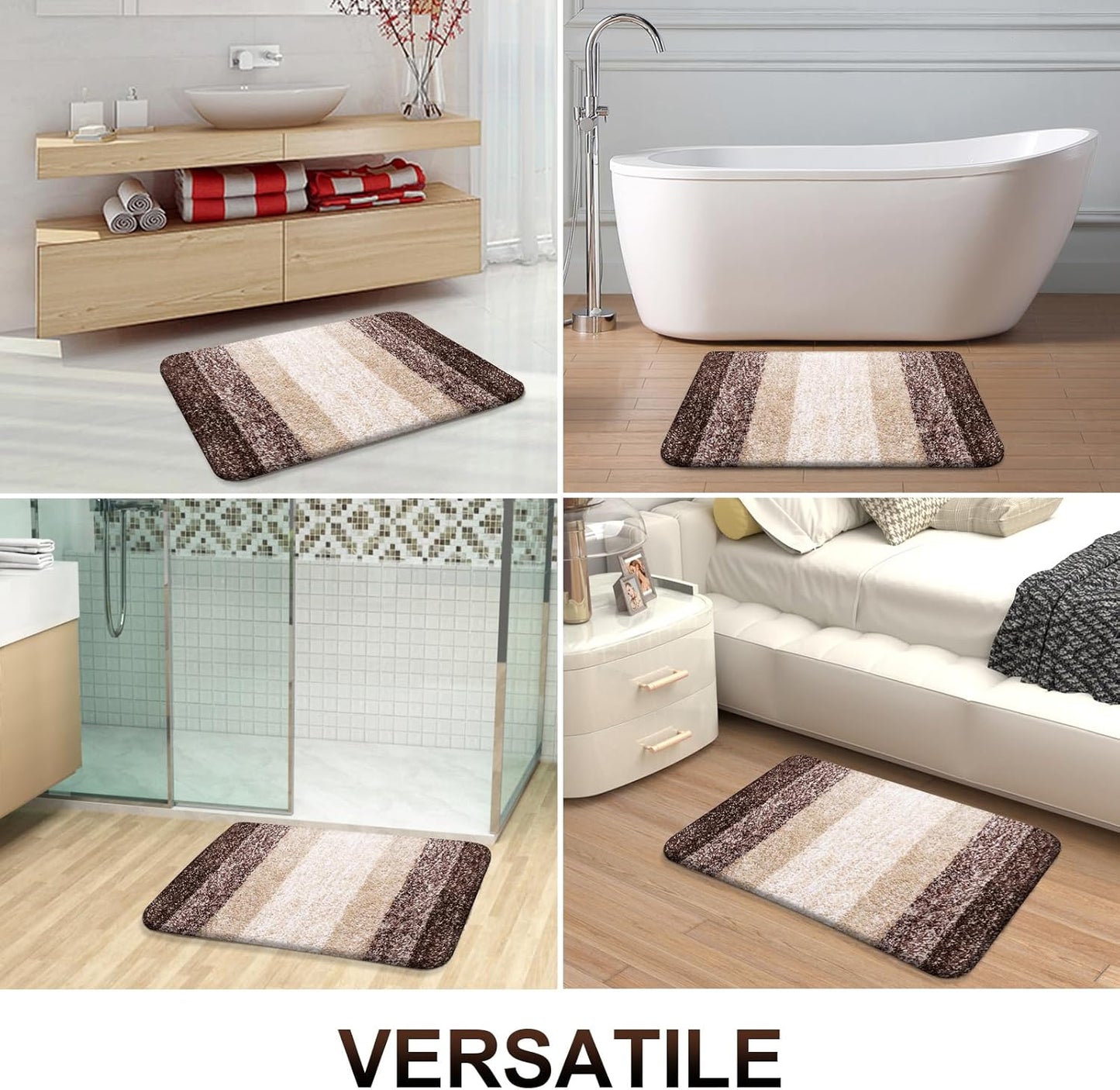OLANLY Large Bathroom Rugs - Extra Soft Microfiber Mat 47x32 | Quick Dry & Machine Washable, Brown