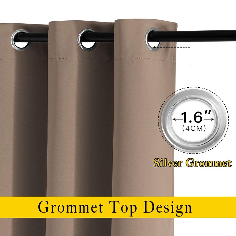 NICETOWN Blackout Draperies Curtains Panels - Window Treatment Thermal Insulated Solid Grommet Blackout Drapes for Bedroom (Set of 2, 52 by 45 Inch, Cappuccino)