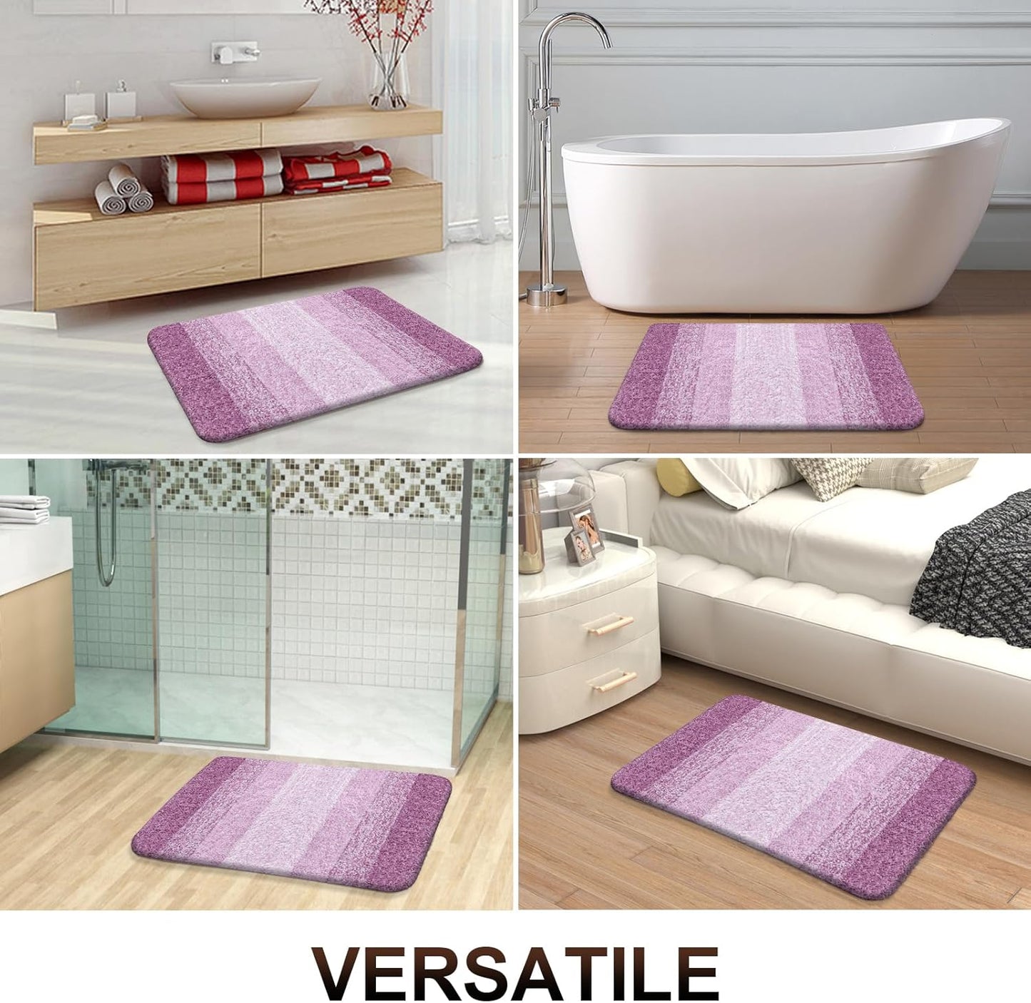 OLANLY Bathroom Runner Rugs - Extra Soft Microfiber Bath Mats | 47x20, Quick Dry, Washable, Pinkish-Purple