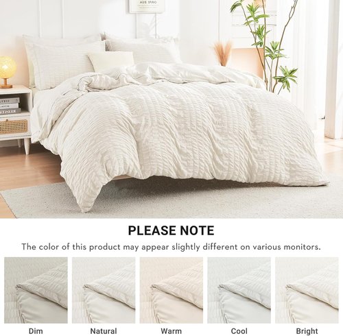 HYMOKEGE Ivory Twin Comforter Set - 5-Piece All-Season Luxury Bedding Set with Sheets & Pillowcases