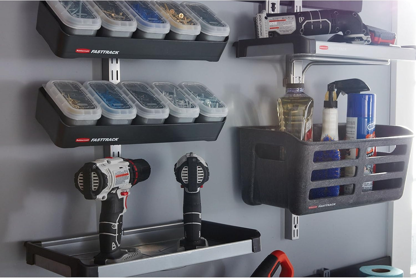 Rubbermaid FastTrack Rail Bench Blox Kit - Efficient Garage Organization System for Tools & Supplies