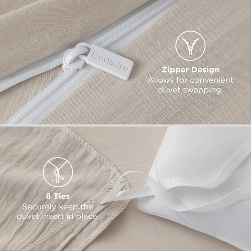 Bedsure Duvet Cover Set - Full Size 3-Piece Soft Cotton-Like Bedding | 80x90 Inches with Zipper Closure