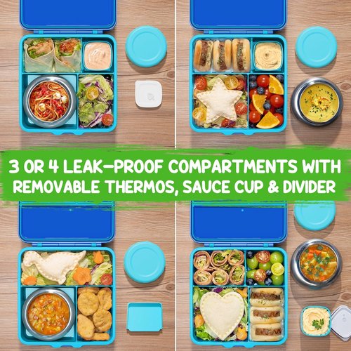 Fimibuke Bento Box - BPA Free & Leakproof Lunch Box with Insulated Food Jar | 3-4 Compartments for Kids