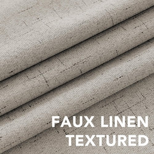 H.VERSAILTEX Linen Blackout Curtains 45 Inches Long 100% Absolutely Blackout Thermal Insulated Textured Linen Look Curtain Draperies Anti-Rust Grommet, Energy Saving with White Liner, 2 Panels, Stone