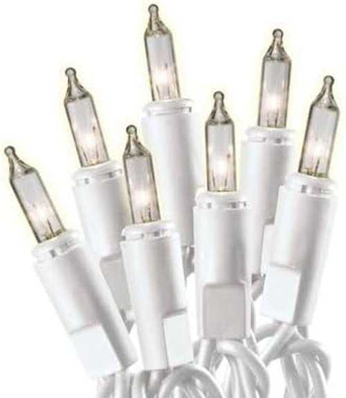 Holiday Pride White Christmas Tree Lights - 100 Clear White String Lights on White Wire - 24 Ft - Indoor/Outdoor Use