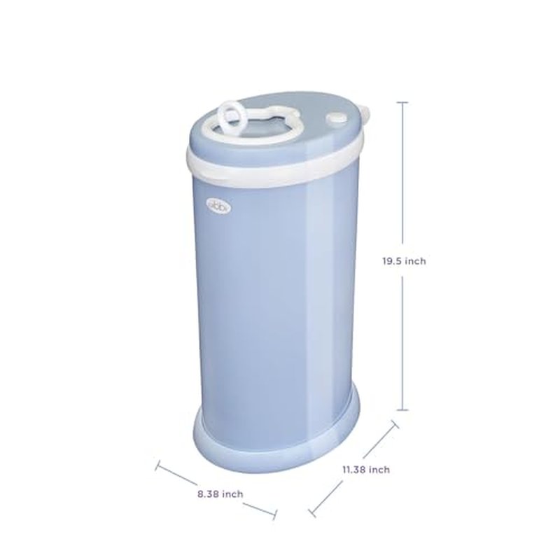 Ubbi Steel Diaper Pail, Odor Locking, No Special Bag Required, Award-Winning, Registry Must-Have, Cloudy Blue