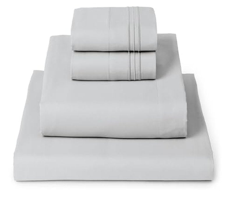 Mellanni King Sheets Set - 4 PC Iconic Collection Bedding - Hotel Luxury, Extra Soft, Cooling Bed Sheets - Wrinkle, Fade, Stain Resistant (King, Light Gray)