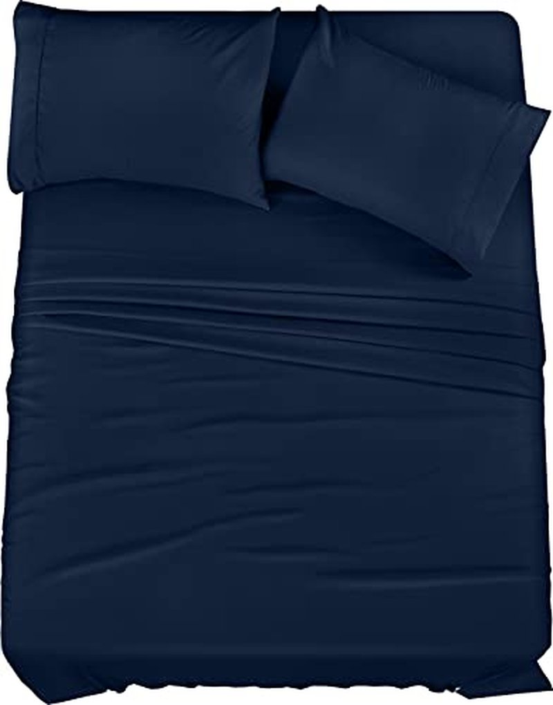Utopia Bedding King Bed Sheets Set - Pack of 2 Sheet Sets - Perfect for Spa, Hotel, & Guest Bedroom - Brushed Microfiber - Shrinkage and Fade Resistant - Easy Care (Navy)
