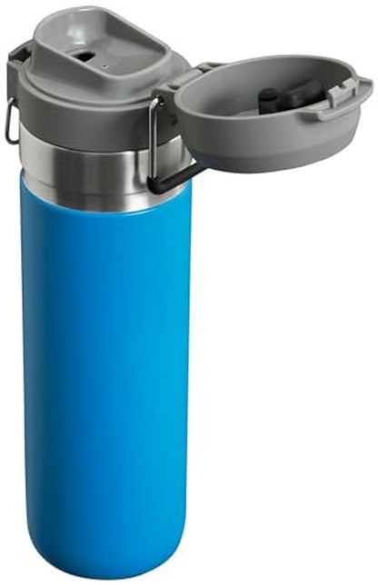 Stanley Quick Flip GO Water Bottle 24 oz | Push Button Lid | Leakproof and Packable for Travel and Sports | Insulated Stainless Steel | BPA-Free | Azure