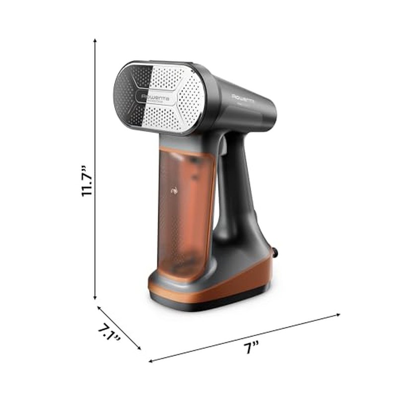Rowenta Iron Steamer for Clothes, 3in1 Hand Held Steamers, Clothing Steamer, Ironing, Lint Remover, 7.1 Oz Tank, 1875 Watts, Auto-Off, Black & Copper, DR8855
