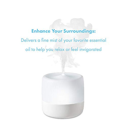 HoMedics, Ultrasonic Aroma Diffuser 130mL Humidifying Diffuser with Color-Changing Light Up to 6 Hours Continuous Runtime, 12 Hours Intermittent Runtime 2-Pack Essential Oil Starter Kit
