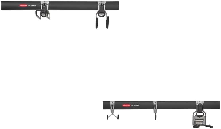 Rubbermaid Fasttrack Utility Hooks - Heavy-Duty 7-Piece Garage Storage Kit | Black Tool Organizer
