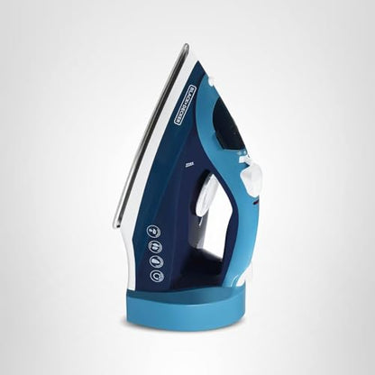 BLACK+DECKER Steam Iron for Clothes with Retractable Cord, Vertical Steaming, Anti-Drip Design, Spray Mist and Auto Clean Button, 1200W