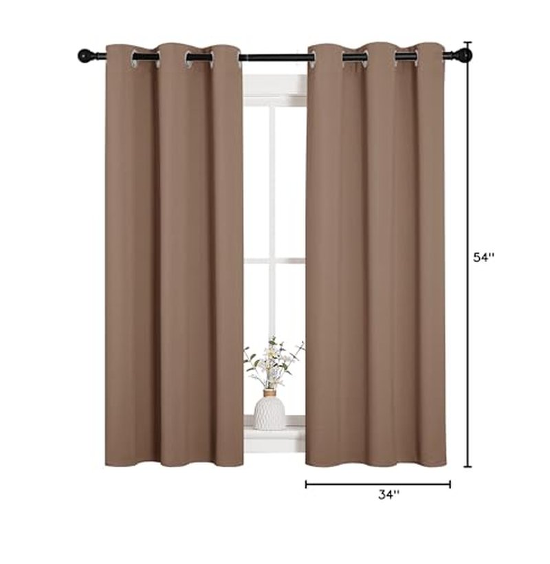 NICETOWN Window Draperies Room Darkening Curtain Panels, Window Treatment Thermal Insulated Solid Grommet Drapes for Bedroom (One Pair, 34 by 54 inches, Cappuccino)