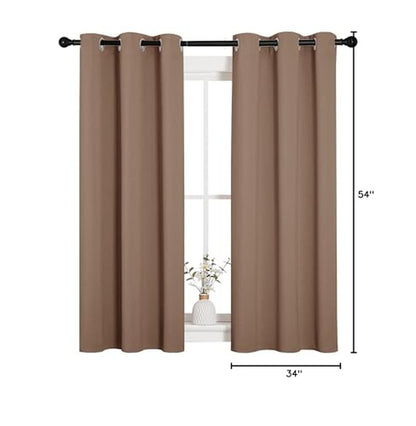 NICETOWN Window Draperies Room Darkening Curtain Panels, Window Treatment Thermal Insulated Solid Grommet Drapes for Bedroom (One Pair, 34 by 54 inches, Cappuccino)