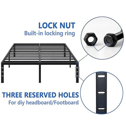 NEW JETO Metal Bed Frame,Twin Size Bed Frame with Storage Space,Heavy Duty Sturdy Mattress Foundation,Easy Assembly,No Box Spring Needed, Black,14 Inch,Twin