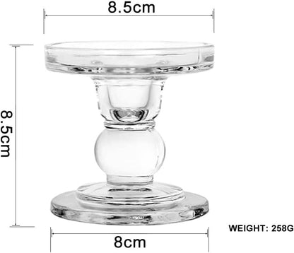 Regine Switzerland Glass Candlestick Set - Elegant Crystal Holders for Christmas & Weddings | 3-Piece Clear Design