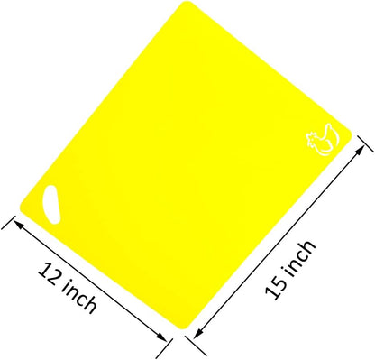 Skiennix Flexible Cutting Board Set - Easy-Grip Colorful Mats for Cooking | 4-Piece Plastic Sheets