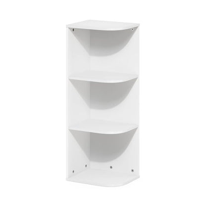 Furinno PASIR Book Shelf, 3-Tier Corner Bookshelf with Open Shelf, Standing Bookcase, 9.3 x 12 x 31.5 for Organization and Storage, for Living Room, Bedroom, Home Office, White