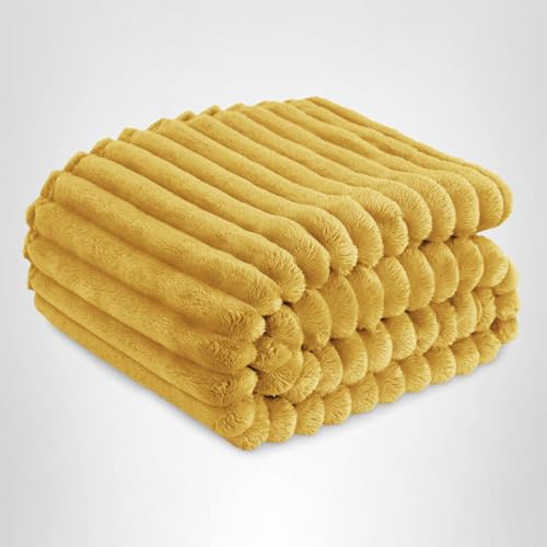 Bedsure GentleSoft Yellow Throw Blanket for Couch - Cozy Soft Fleece Blankets for Women, Cute Small Throws for Girls, Honey, 50x60 Inches