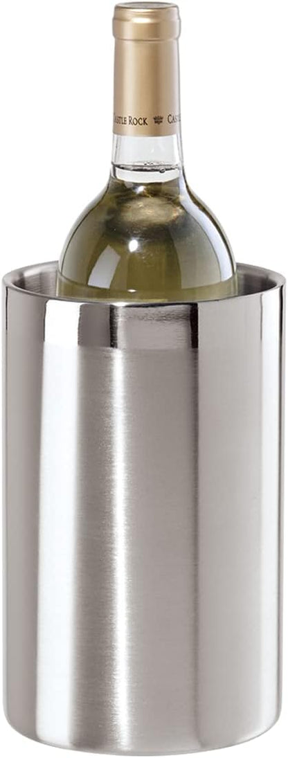OGGI Stainless Steel Double Wall Wine Cooler - Insulated Tabletop Wine Chiller for White Wine & Champagne, Fits Most Standard Sized Bottles