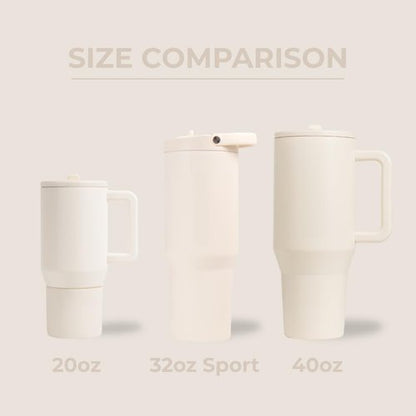 HydroJug Sport - Stainless Steel Tumbler with Straw, Vacuum Insulated, 32oz Leakproof Water Bottle, Ergonomic Design, Reusable, Dishwasher Safe, Rubber Base, Durable for Gym or Outdoors, Cream
