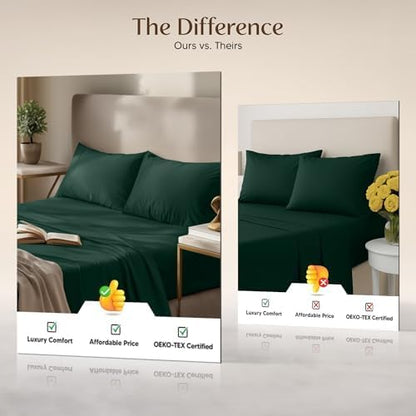 Utopia Bedding Full Bed Sheets Set - 4-Piece Brushed Microfiber - Fade & Shrinkage Resistant | Emerald Green