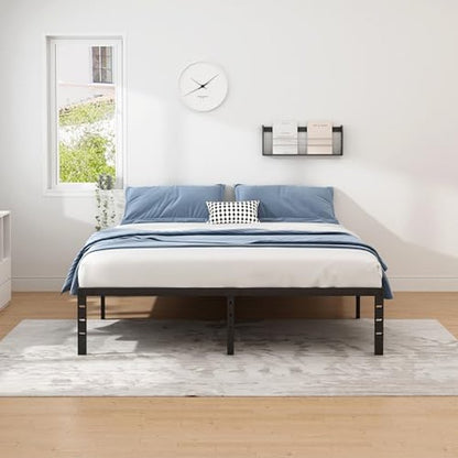 NEW JETO Metal Bed Frame,Twin Size Bed Frame with Storage Space,Heavy Duty Sturdy Mattress Foundation,Easy Assembly,No Box Spring Needed, Black,14 Inch,Twin