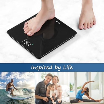 Vitafit Scale for Body Weight, High Accuracy 0.1lb by Our Professional Factory Since 2001, Digital Weight Scale LED and Step On, 3*AAA Batteries Included, 400lb/182kg, Spray Silver Black
