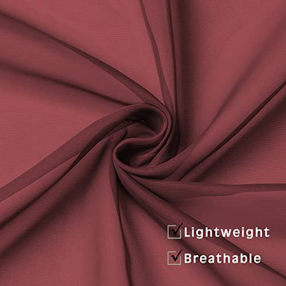 OWENIE Short Burgundy Red Sheer Curtains 36 Inches 2 Panels Set - Kitchen Tiers Valances Curtains Light Filter Rod Pocket Voile Cafe Curtains for Kitchen Bathroom Small Half Window, 42 in W x 36 in L