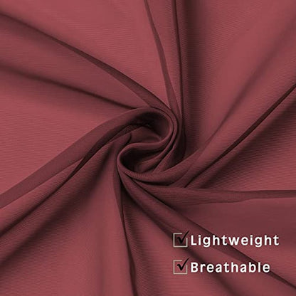 OWENIE Extra Long Sheer Curtains 120 Inches Long, Burgundy Sheer Curtain, Voile Rod Pocket Panels for Bedroom and Living Room (42 x 120 inches Long, Set of 2, Burgundy)