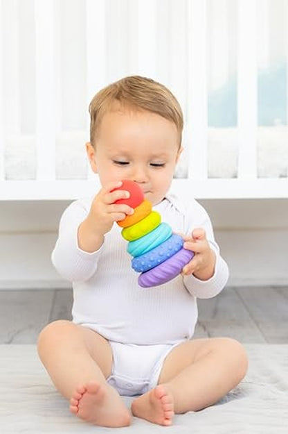 Ubbi Baby Teether Totter, Multi-Textured Food-Grade Silicone Teething Toy, 6 Piece Set, Early Development Toy