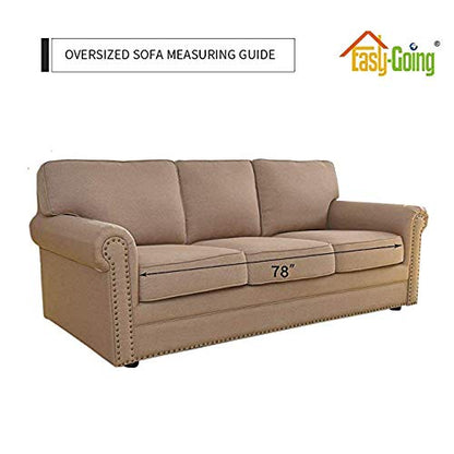 Easy-Going Reversible Oversized Couch Cover for 3 Cushion Couch Sofa Cover for Dogs Water Resistant Furniture Protector Cover with Foam Sticks for Pet (Oversized Sofa, Camel/Ivory)