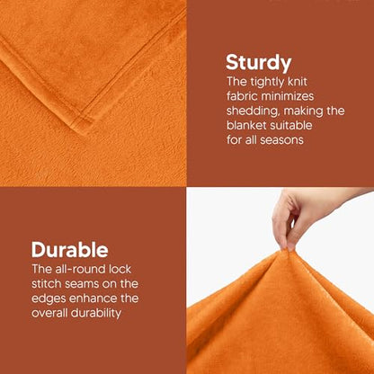 Utopia Bedding Fleece Blanket Queen Size Burnt Orange 300GSM (90x90 Inches) Luxury Soft Bed Blanket (Bulk Pack of 9)