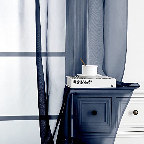 OWENIE Voile Sheer Window Curtains 144 inch Extra Long, Elegant and Airy Drapes Translucent Window Treatments for Living Room/Bedroom, White, 2 Panels=84" Wide