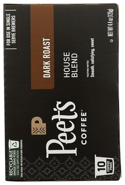 Peet's Coffee House K Cup Coffee Pods for Keurig Brewers, Dark Roast, 10 Pods, 4.4 oz