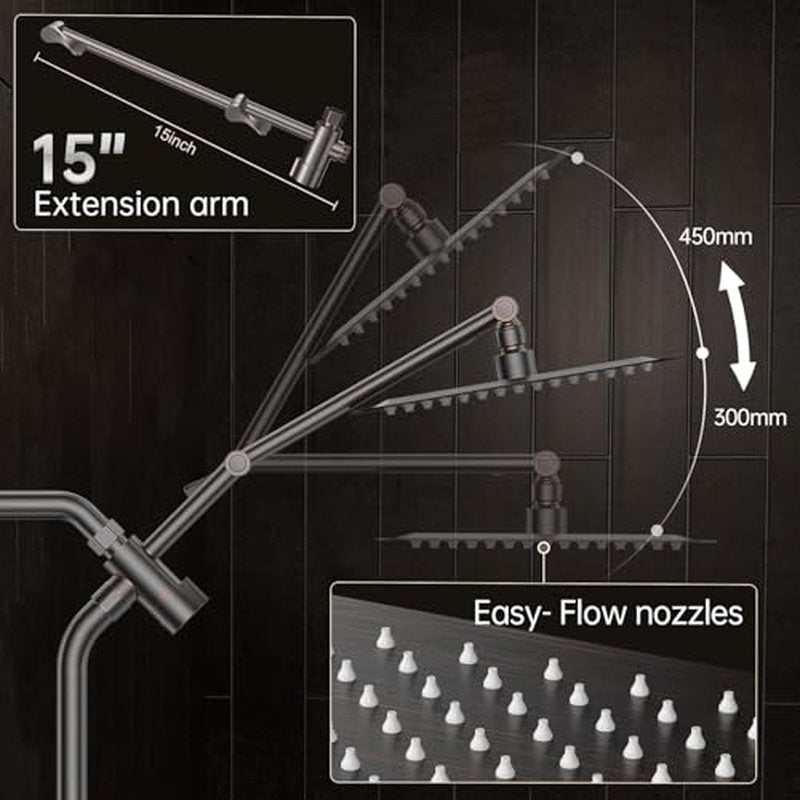 Veken All Metal 10" Brushed Gold Shower Head with Handheld, Luxurious Square Double Rain Shower Heads with Spray Combo, Dual High Pressure Detachable Rainfall Showerhead with Extension Arm, Long Hose