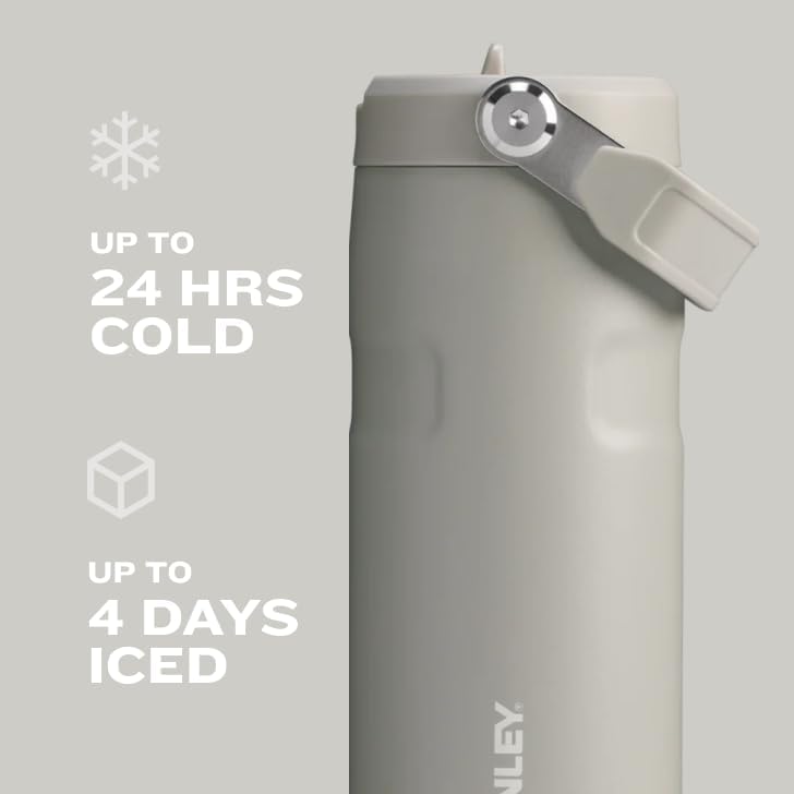 Stanley IceFlow 2.0 Water Bottle - 16 OZ Insulated Stainless Steel | Lightweight, Leak-Resistant, BPA-Free | Ash Color