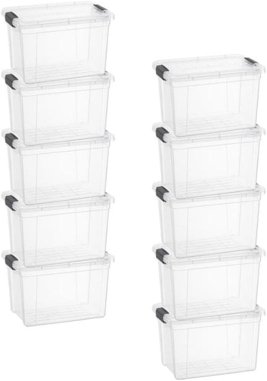 Superio Storage Bins - 10 Pack Clear Stackable Containers | 2.5 Qt BPA-Free, Non-Toxic Organizers for Home & Office