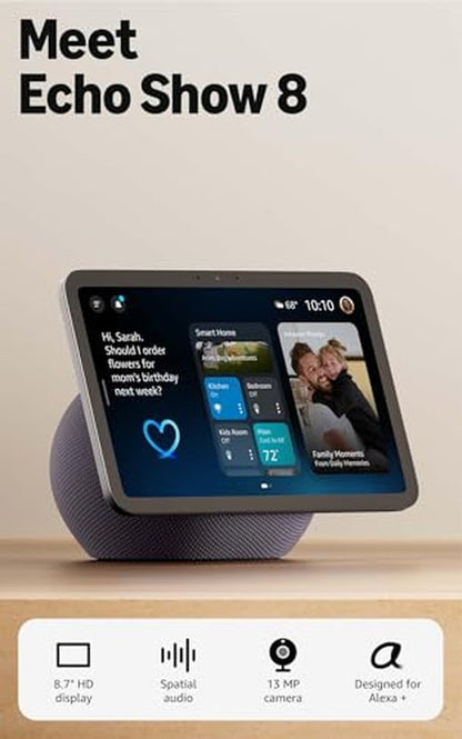 Amazon Echo Show 8 (newest model), Vibrant HD 8.7" display with spatial audio, Designed for Alexa+, Graphite