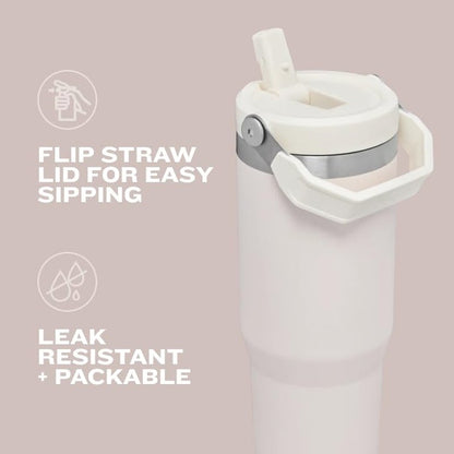 STANLEY IceFlow 2.0 Flip Straw Tumbler with Handle 30 oz | Twist On Lid and Flip Up Straw | Leak Resistant Water Bottle | Insulated Stainless Steel | BPA-Free | Hydrangea