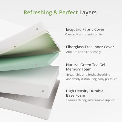 EGOHOME Twin Size Memory Foam Mattress - 10 Inch Cooling Gel for Pressure Relief | CertiPUR-US Certified, 75''L x 38''W, White