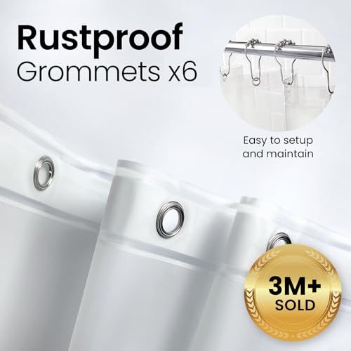 LiBa Bathroom Shower Curtain - Waterproof Plastic Shower Curtain Premium PEVA Non-Toxic with Rust Proof Grommets Frosted 10G Heavy Duty Bathroom Accessories 72x84