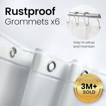 LiBa Bathroom Shower Curtain - Waterproof Plastic Shower Curtain Premium PEVA Non-Toxic with Rust Proof Grommets Frosted 10G Heavy Duty Bathroom Accessories 72x84