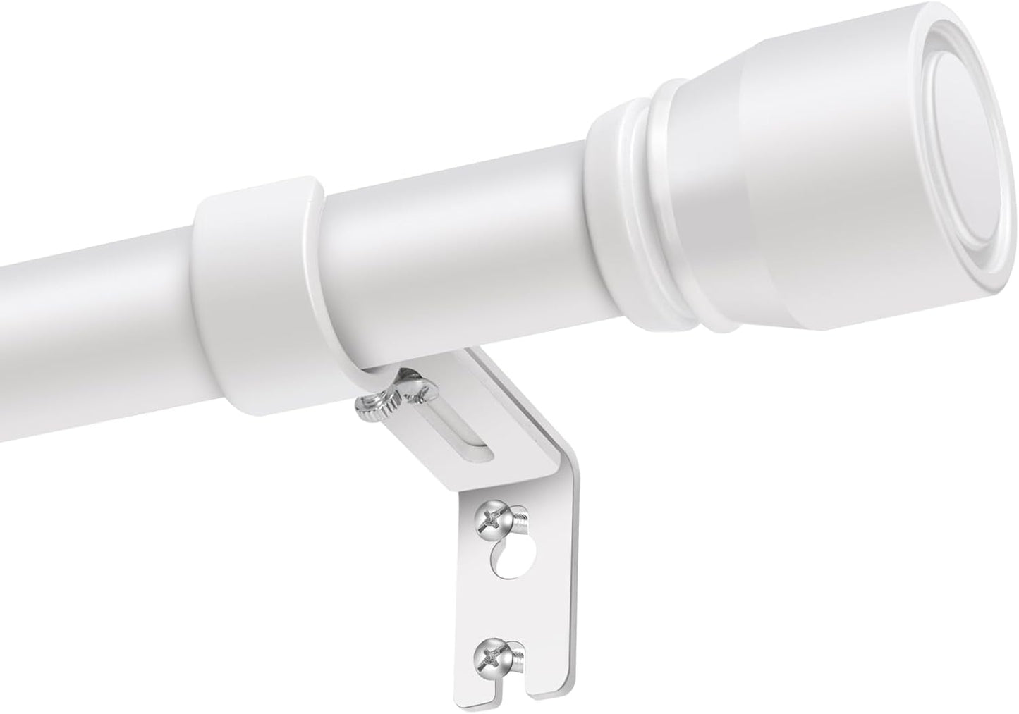 Skiennix Adjustable Curtain Rods - Heavy Duty 1” Diameter | 30 to 144 Inch, Matte White, 2 Pack