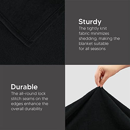 Utopia Bedding Fleece Blanket California King Size Black 300GSM Luxury Fuzzy Soft Anti-Static Microfiber Bed Blanket (102x96 Inch)